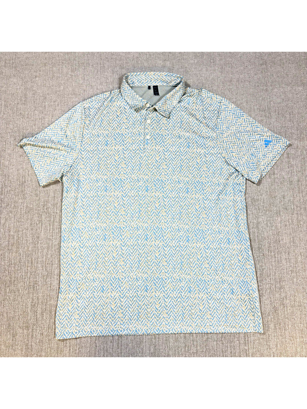 Ultimate365 Mens XL Semi Blue Burst Jacquard Golf Polo Shirt Chevron Print